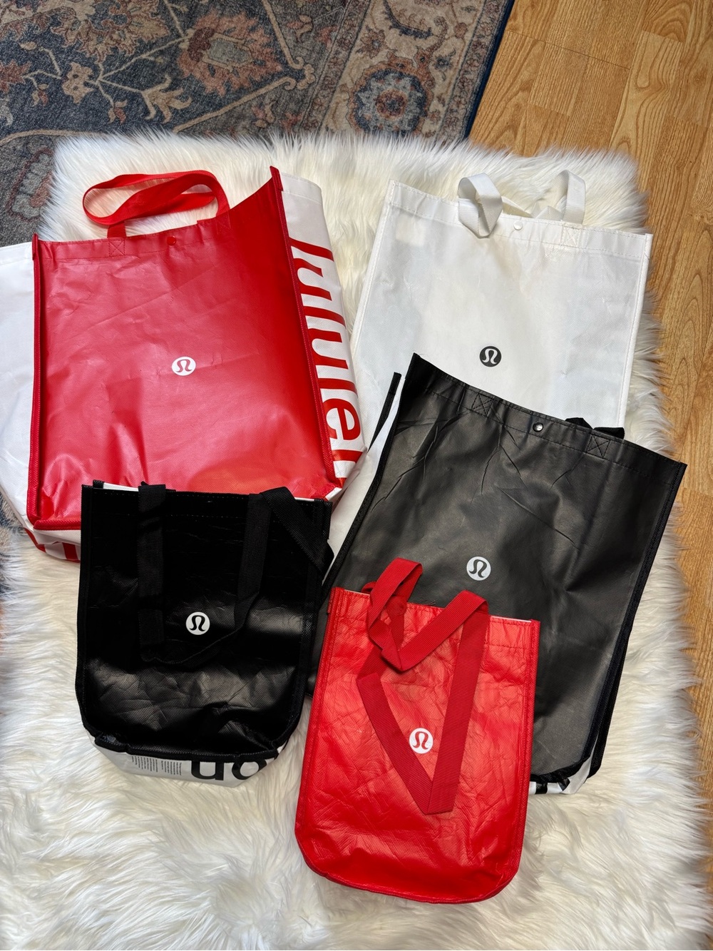 5 Lululemon Reusable Shopping Tote Bag Assorted Sizes Lot of Five